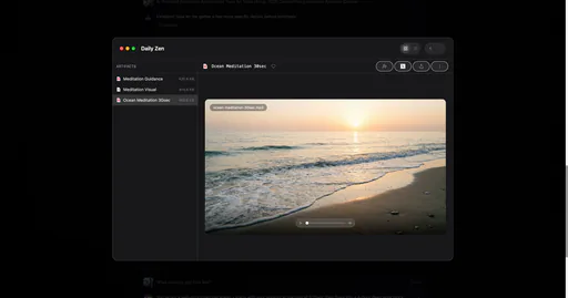 Daily Zen generating a meditation with ocean visuals and audio