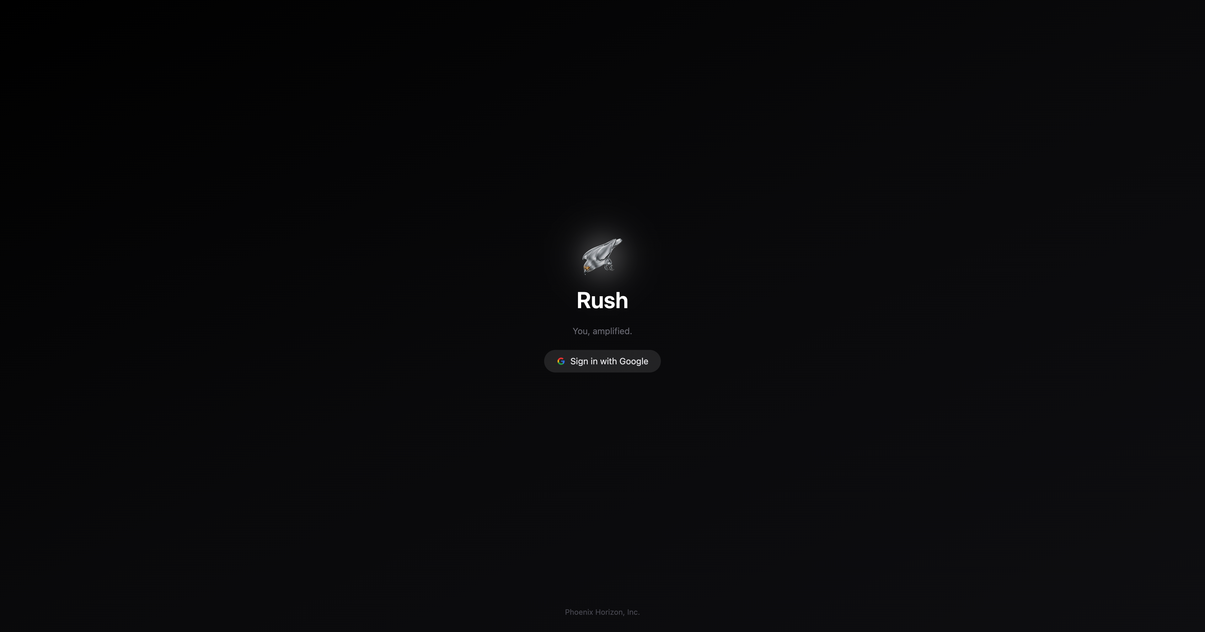 What you see the moment Rush finishes installing — a clean welcome state with no setup waiting on you.